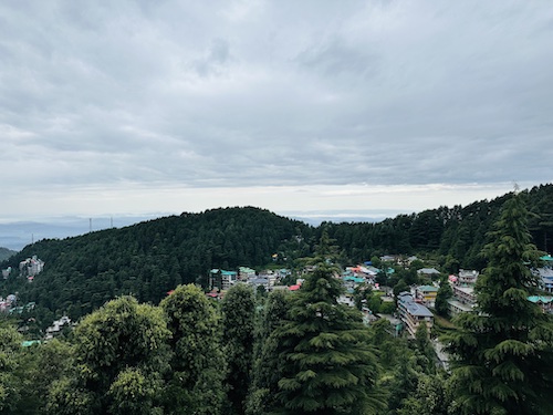 View of a town among the mountains, in a valley.