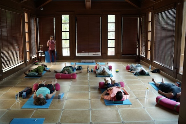 Ekta Minocha teaching a yoga class